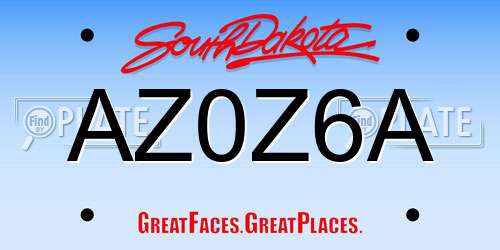 AZ0Z6A South Dakota License Plate