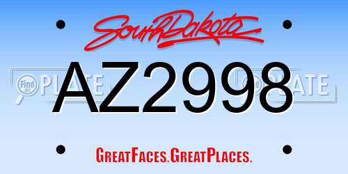 AZ2998 South Dakota License Plate