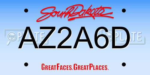 AZ2A6D South Dakota License Plate