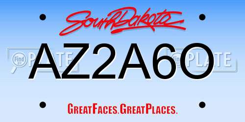 AZ2A6O South Dakota License Plate