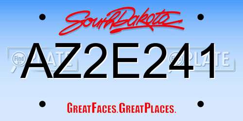 AZ2E241 South Dakota License Plate