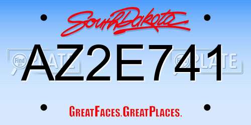 AZ2E741 South Dakota License Plate