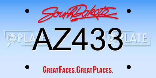 AZ433 South Dakota License Plate