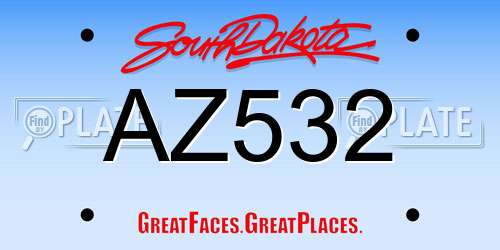 AZ532 South Dakota License Plate