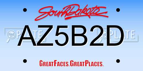 AZ5B2D South Dakota License Plate