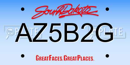 AZ5B2G South Dakota License Plate