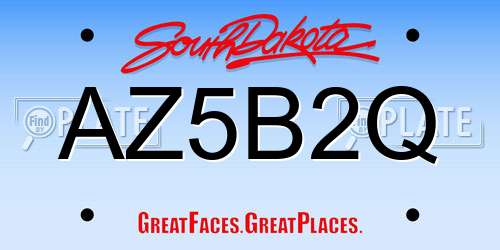 AZ5B2Q South Dakota License Plate