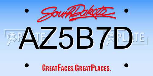 AZ5B7D South Dakota License Plate