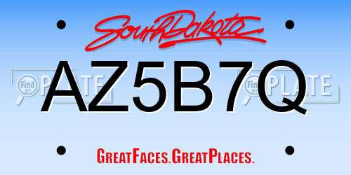 AZ5B7Q South Dakota License Plate