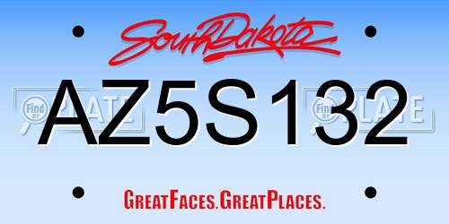 AZ5S132 South Dakota License Plate