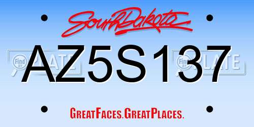 AZ5S137 South Dakota License Plate