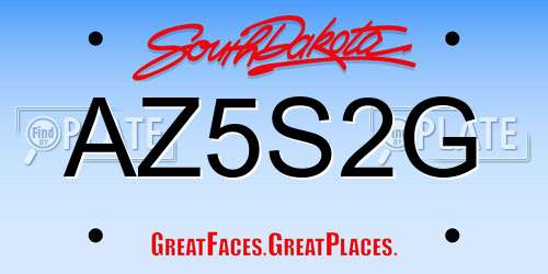 AZ5S2G South Dakota License Plate