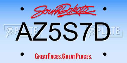 AZ5S7D South Dakota License Plate