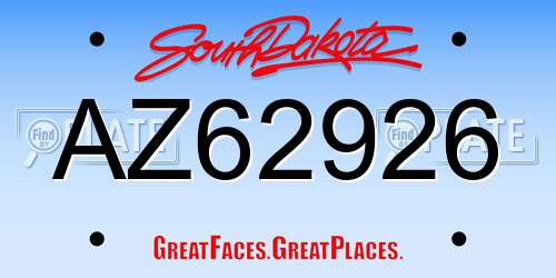 AZ62926 South Dakota License Plate