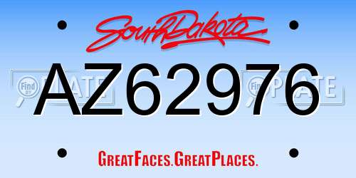 AZ62976 South Dakota License Plate