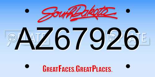 AZ67926 South Dakota License Plate