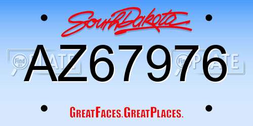 AZ67976 South Dakota License Plate