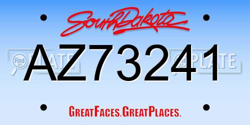 AZ73241 South Dakota License Plate