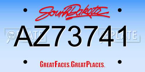 AZ73741 South Dakota License Plate