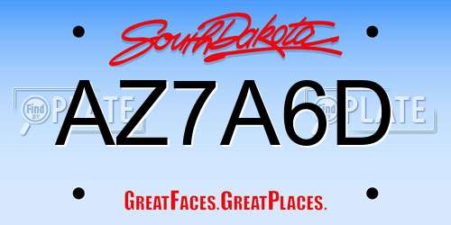 AZ7A6D South Dakota License Plate