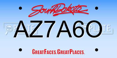 AZ7A6O South Dakota License Plate