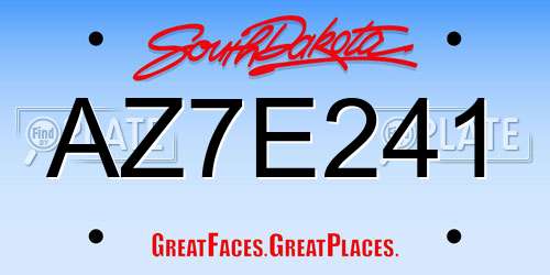 AZ7E241 South Dakota License Plate