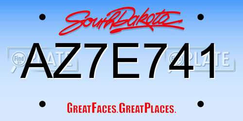 AZ7E741 South Dakota License Plate