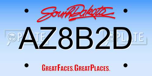 AZ8B2D South Dakota License Plate