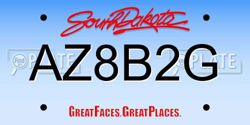 AZ8B2G South Dakota License Plate