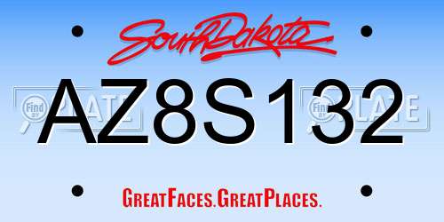 AZ8S132 South Dakota License Plate