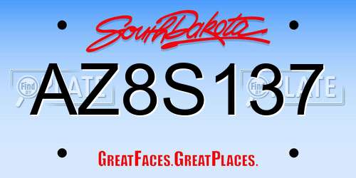 AZ8S137 South Dakota License Plate