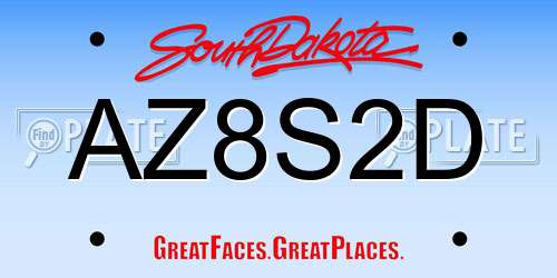 AZ8S2D South Dakota License Plate