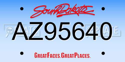 AZ95640 South Dakota License Plate