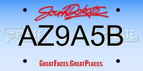 AZ9A5B South Dakota License Plate