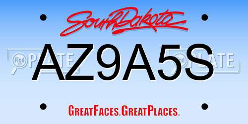 AZ9A5S South Dakota License Plate