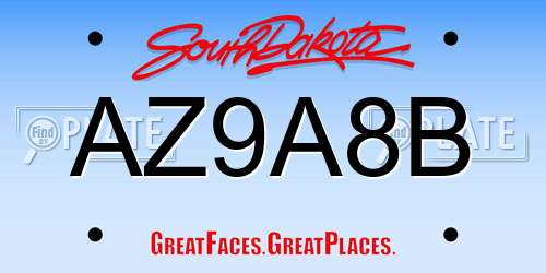 AZ9A8B South Dakota License Plate