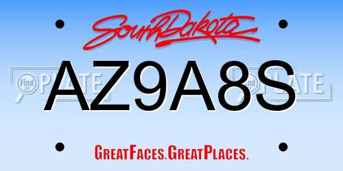 AZ9A8S South Dakota License Plate