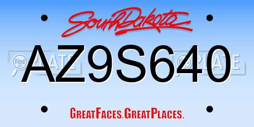 AZ9S640 South Dakota License Plate