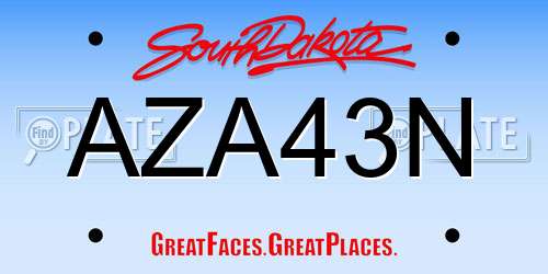 AZA43N South Dakota License Plate