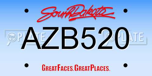 AZB520 South Dakota License Plate