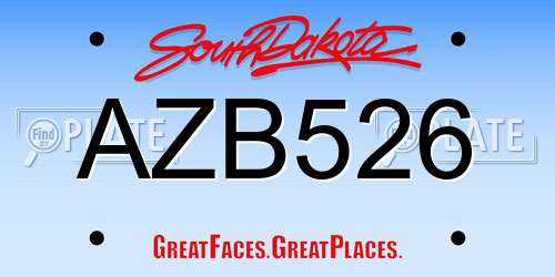 AZB526 South Dakota License Plate