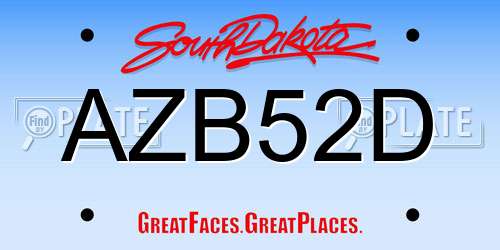AZB52D South Dakota License Plate
