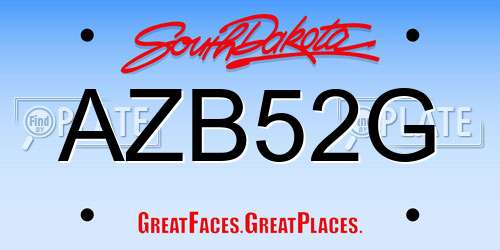 AZB52G South Dakota License Plate
