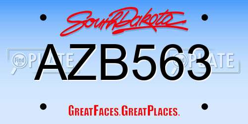 AZB563 South Dakota License Plate