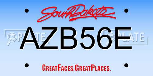 AZB56E South Dakota License Plate