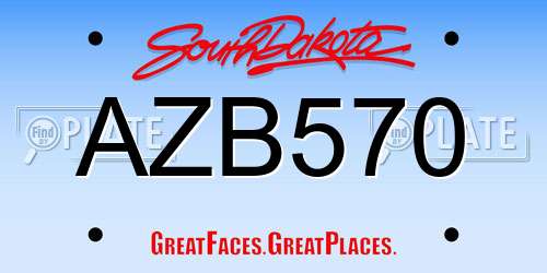 AZB570 South Dakota License Plate