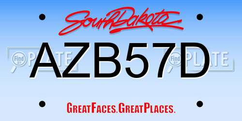AZB57D South Dakota License Plate