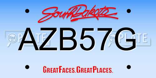 AZB57G South Dakota License Plate