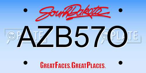 AZB57O South Dakota License Plate