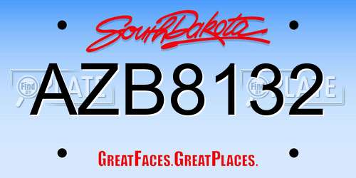 AZB8132 South Dakota License Plate